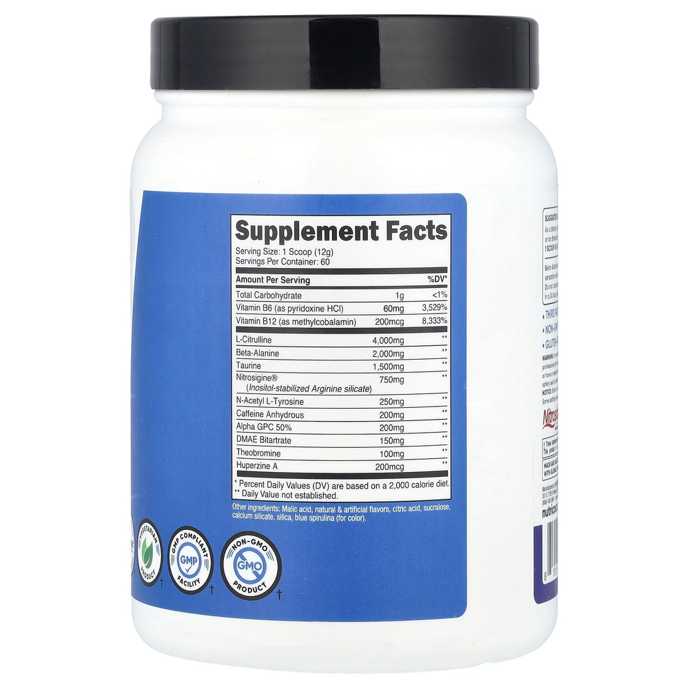 Nutricost, Performance, предтренировочный комплекс, голубая малина, 708 г (1,6 фунта)