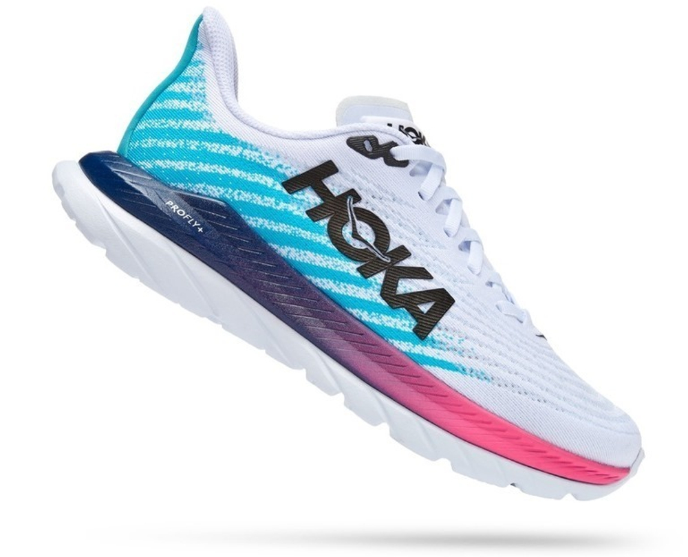 Кроссовки HOKA MACH 5 White Scuba Blue арт. 1127893WSBB, белый, муж.