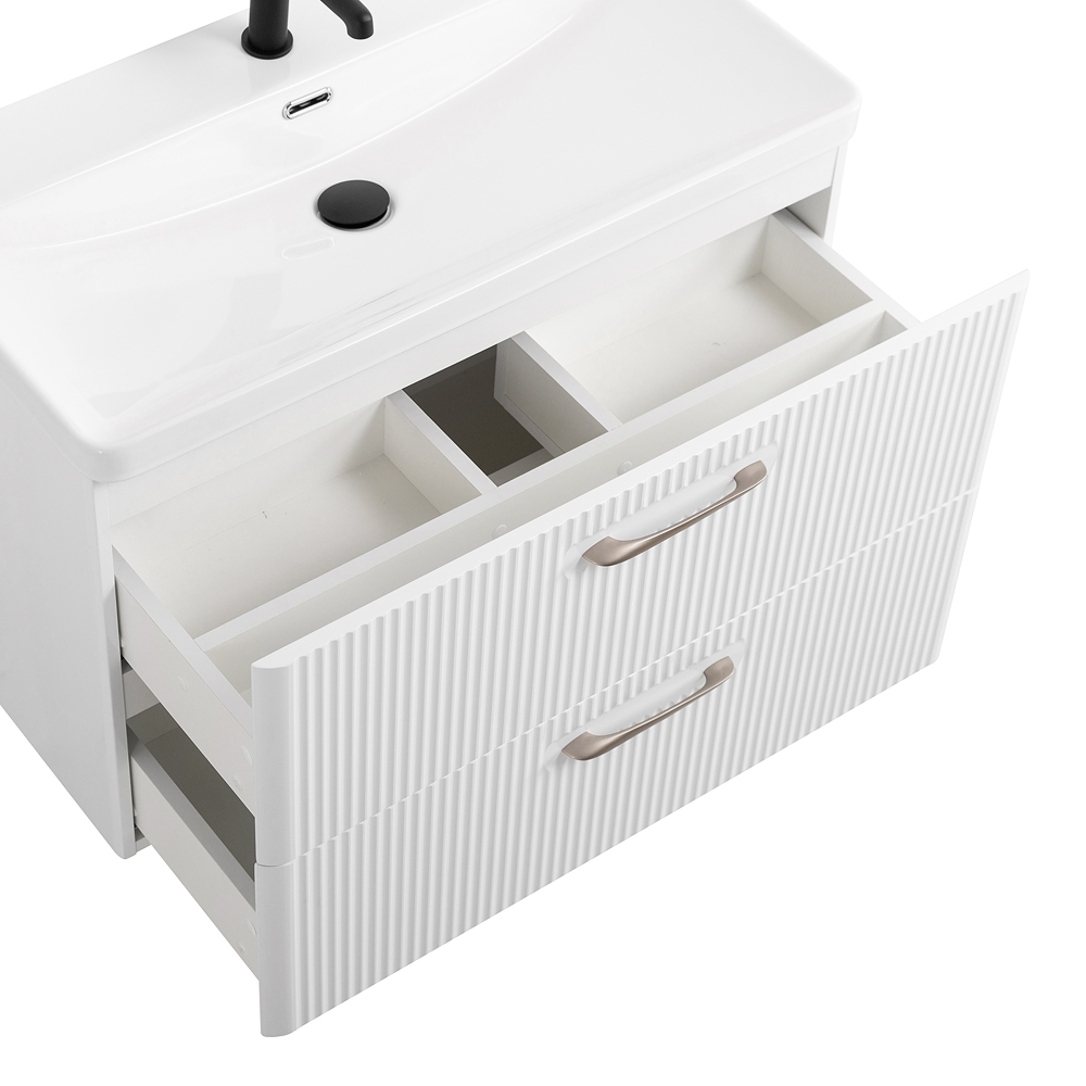 Подвесная тумба с раковиной Belbagno DUE, 80 см Bianco Lucido DUE-800-2C-SO-BL-P + BB-8076-3-80