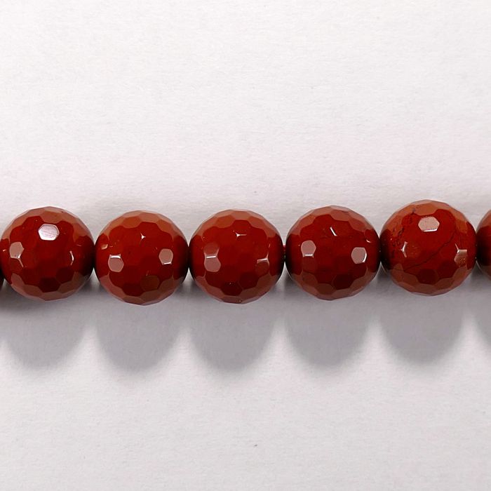 Бусина из яшмы красной, фигурная, 10 мм (шар, граненая)