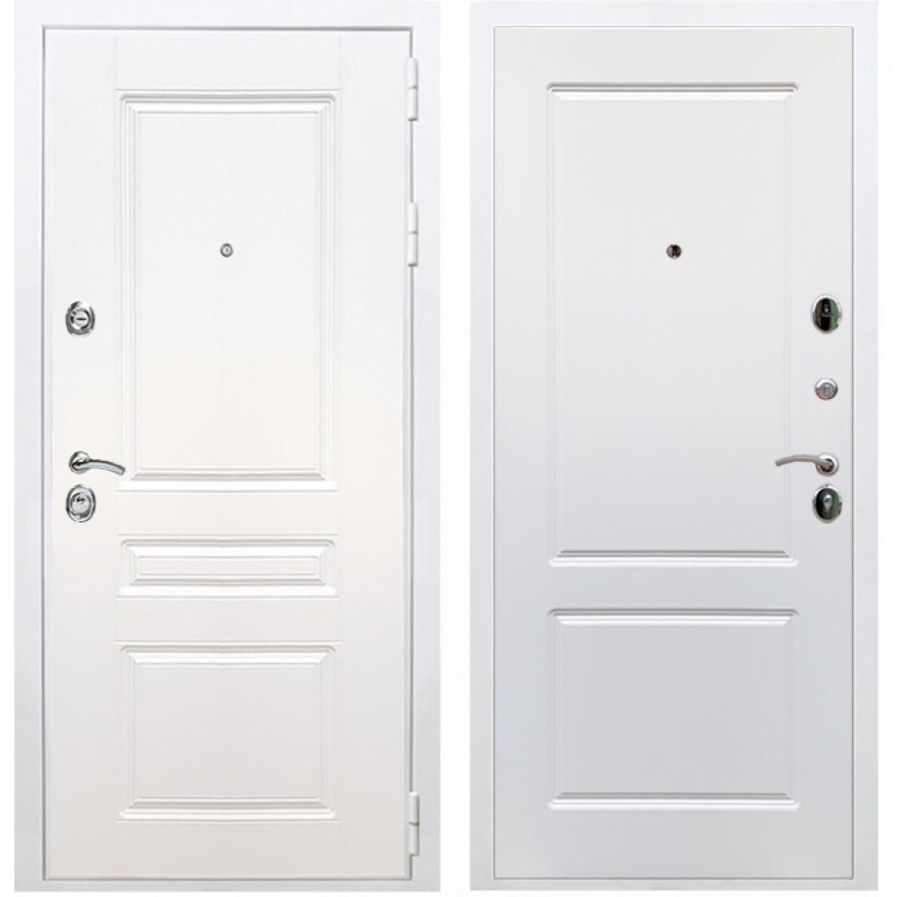 Входная металлическая белая дверь RеX (РЕКС) Премиум H белая ФЛ-243 силк сноу / ФЛ-117 силк сноу
