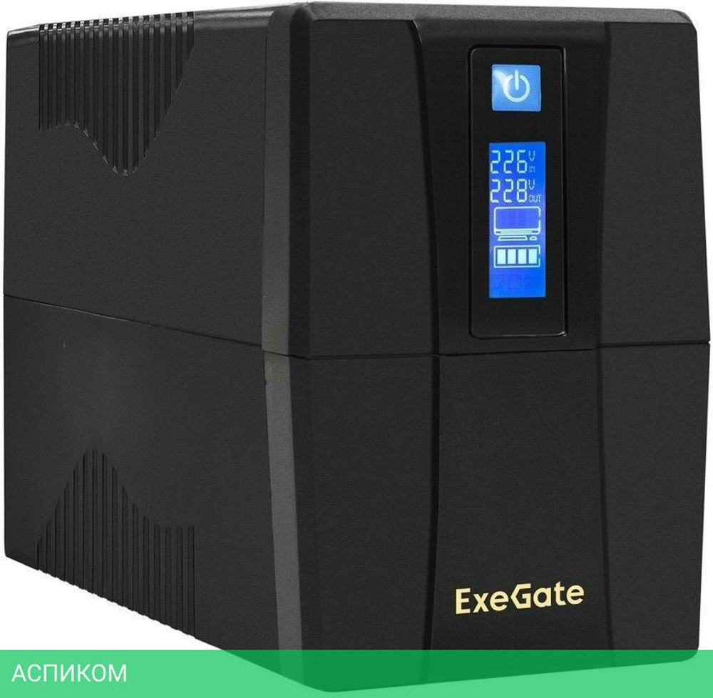 Источник бесперебойного питания ExeGate Power Smart ULB-800.LCD.AVR.2SH.RJ.USB (EP212517RUS)