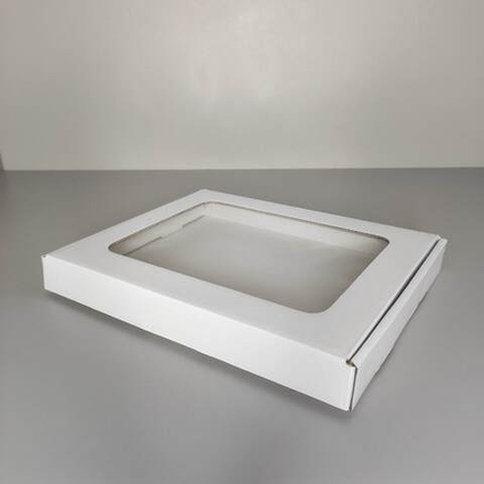 Коробка для пряников и печенья с окном белая 26х21х3 см