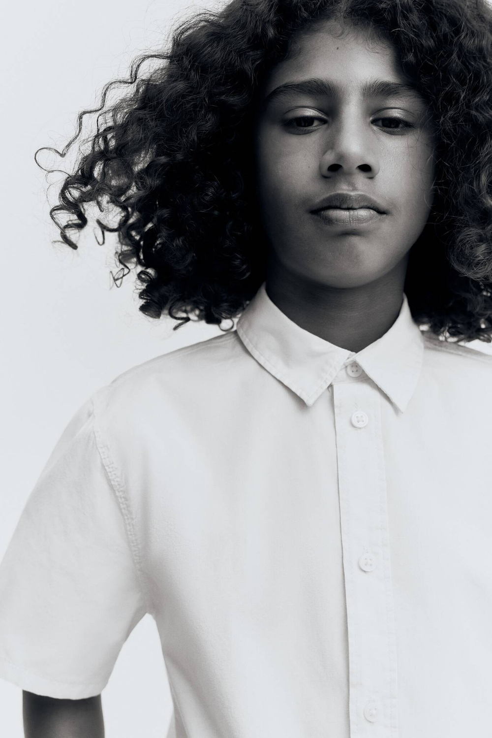 H&M Рубашка из хлопка с коротким рукавом, белый