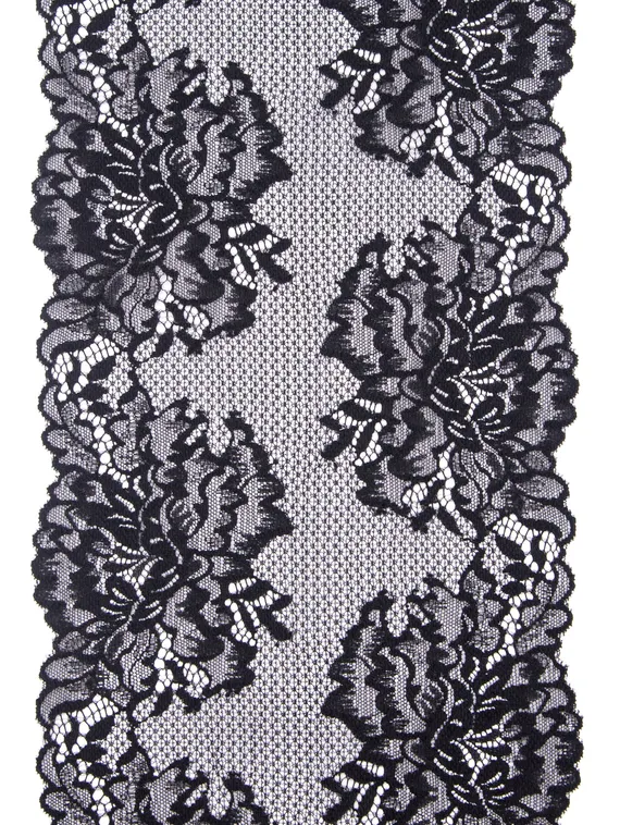 60 Кружево эластичное 18,5 см, Италия, черный 170