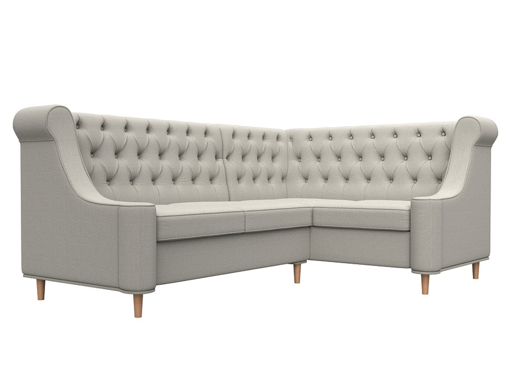 Диван кухонный угловой Бронкс правый угол, Амур 02 бежевый, Рогожка, 123978