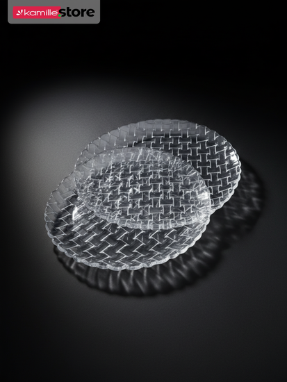 Набор круглых блюд 26 см. 2 шт. стекло плетеный узор, Bossa Nova