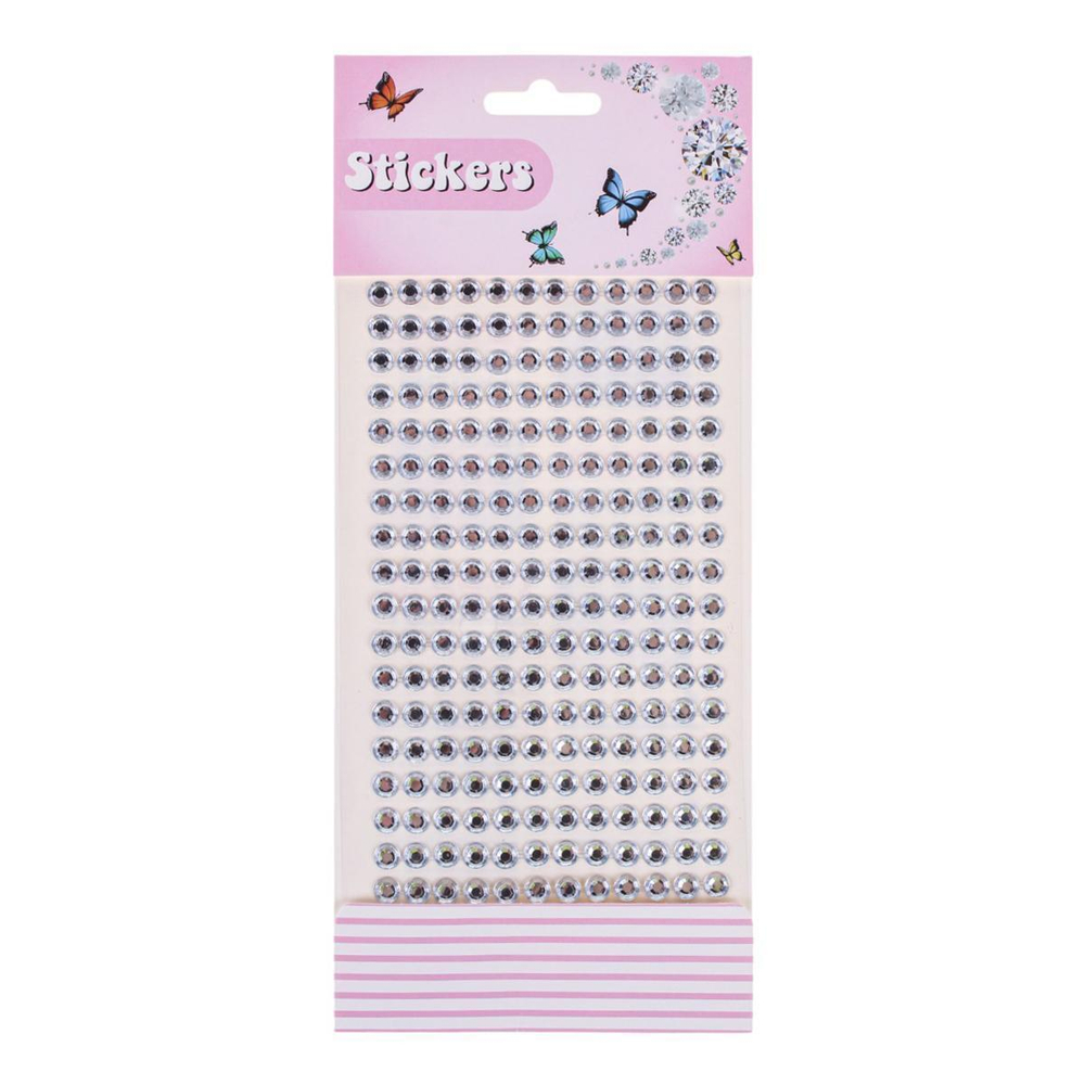 Наклейки Стразы, круглые, 22*10см, серебро