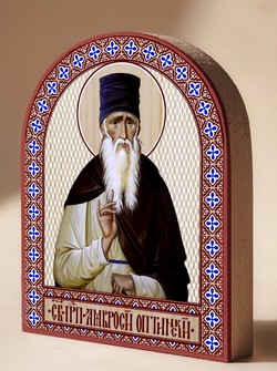 Икона аркой Амвросий Оптинский, прп. на дереве: 95 х 120 (Синопсисъ)