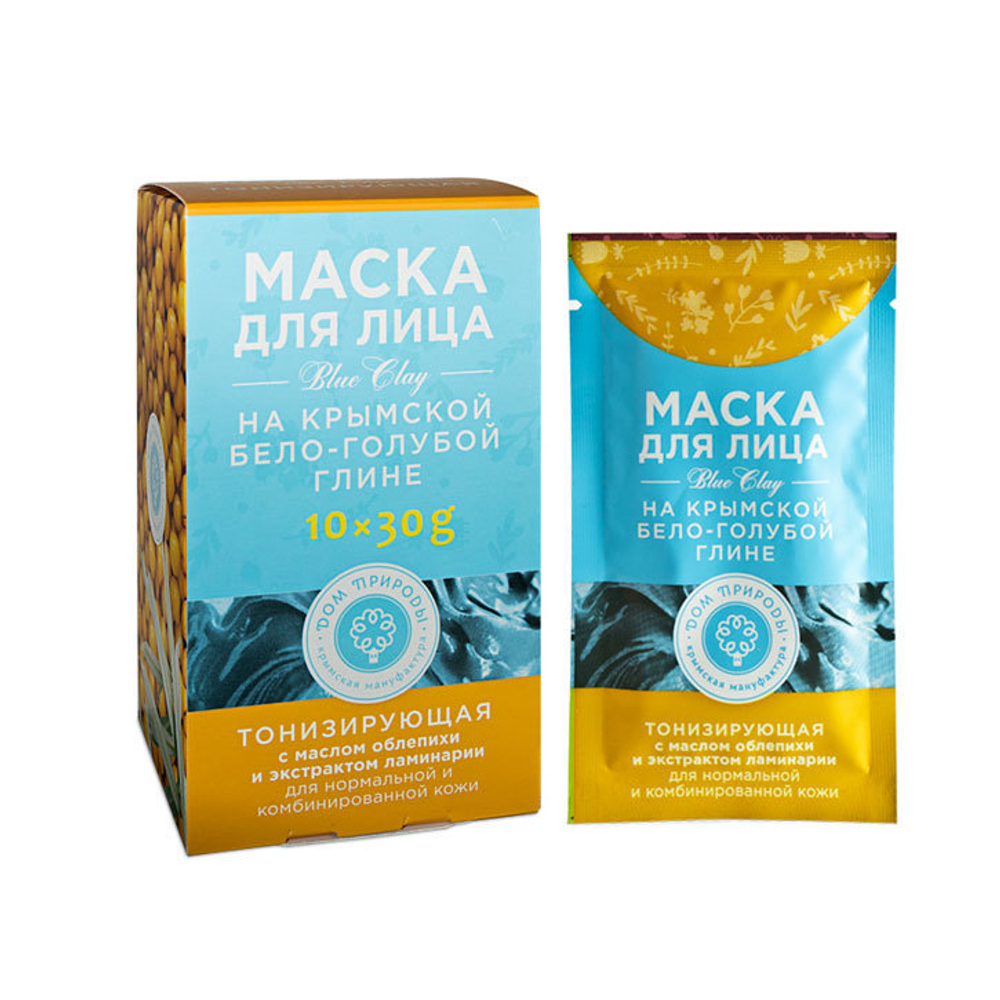 Маска на основе Крымской бело-голубой глины Тонизирующая для нормальной и комбинированной кожи, 10 саше по 30 г (8,72 б)