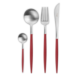 Набор столовых приборов на 6 персон 24 предмета Cutipol Goa matte red в подарочной упаковке