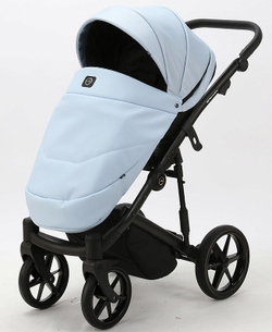 Детская коляска Adamex Mobi Deluxe 2 в 1 M-SD03 (ГОЛУБАЯ+ГОЛУБАЯ ПЕРЛ.КОЖА)