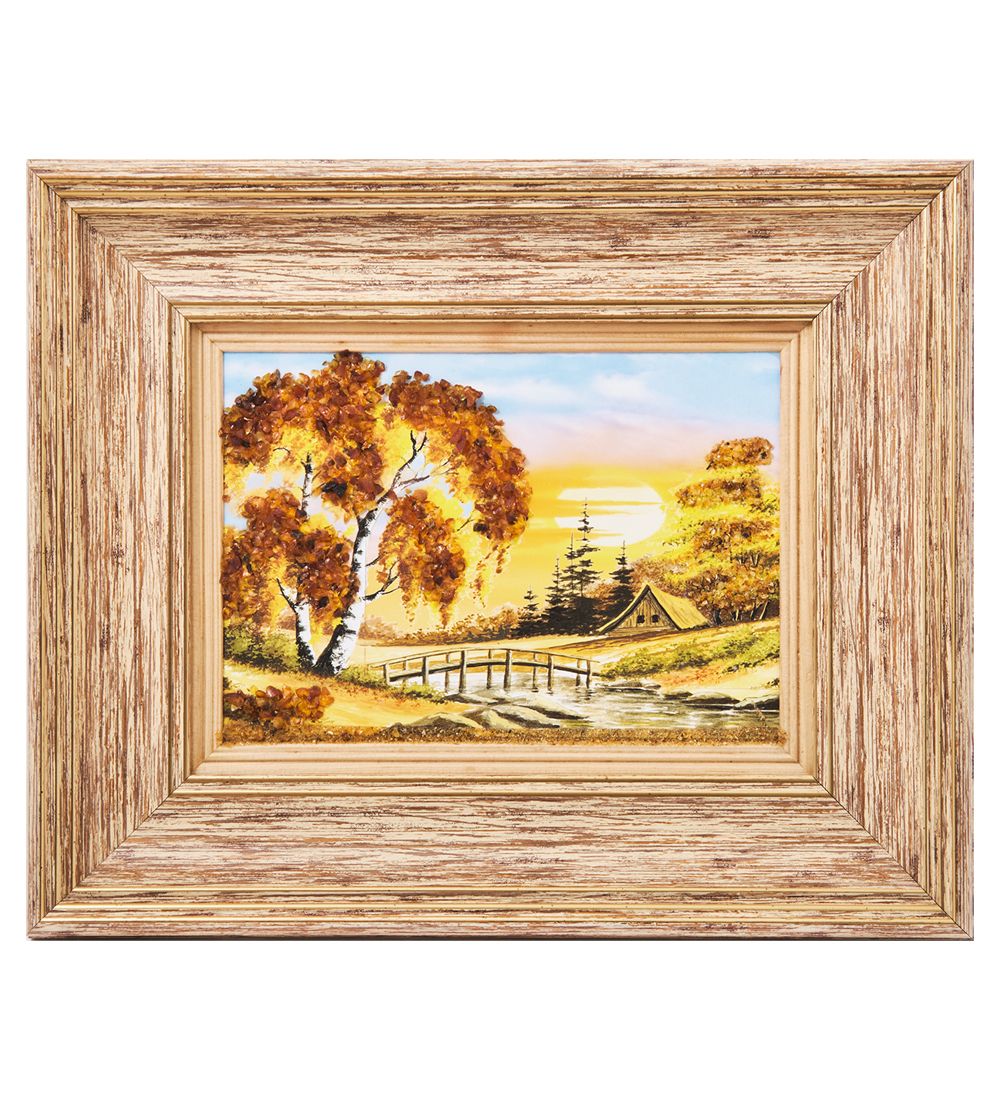 AMB-03/40 Картина «Красота природы» (с янтарной крошкой) H-32см