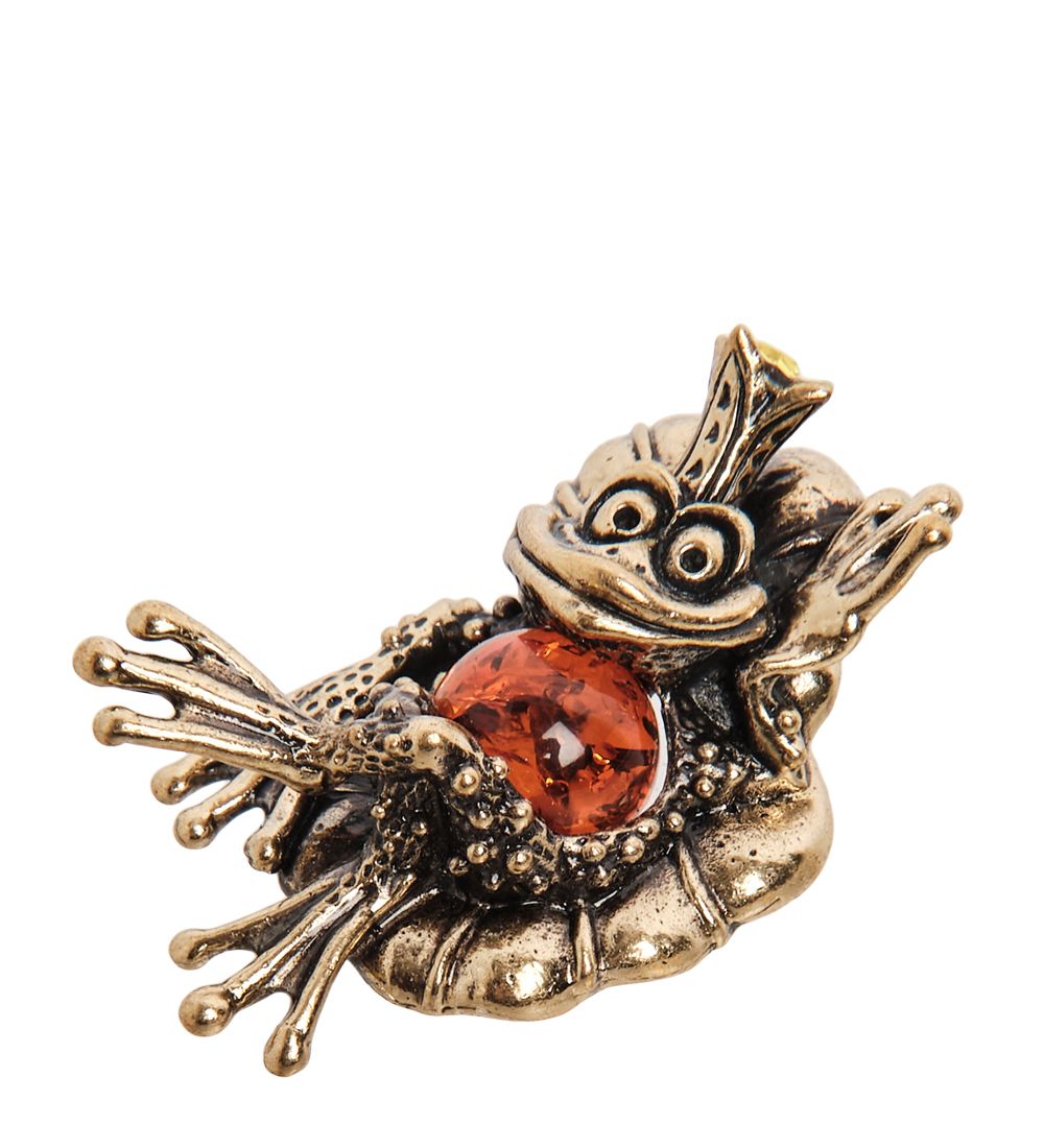 Народные промыслы AM- 433 Фигурка «Лягушка царевна» (латунь, янтарь)