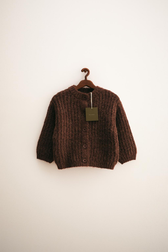 ZARA TIMELESS — КАРДИГАН КРУПНОЙ ВЯЗКИ ИЗ ШЕРСТИ, ШОКОЛАДНЫЙ