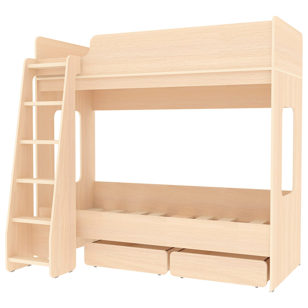Двухъярусная кровать КарИВи Л-Д601.2 с ящиками 75x175  Дуб Молочный  Дуб Молочный