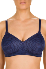 Синий бюстгальтер без косточек с рисунком в виде волн (Размер: 80D) (Цвет: синий)