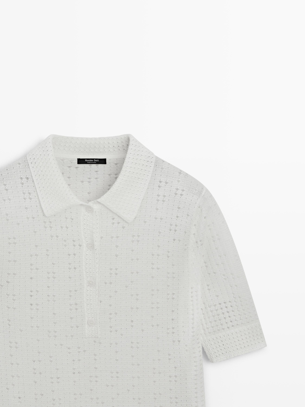 Massimo Dutti Свитер с воротником поло, натуральный/кремовый