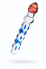 Фаллоимитатор Sexus Glass с голубыми ребрышками 20 см