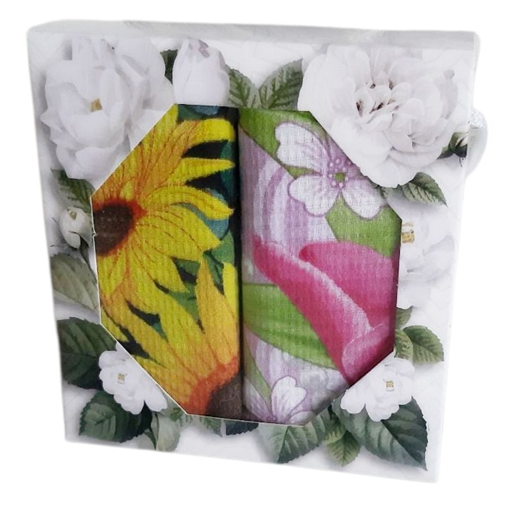 Набор из 2-х вафельных полотенец в подарочной упаковке, 100% хлопок, Россия.