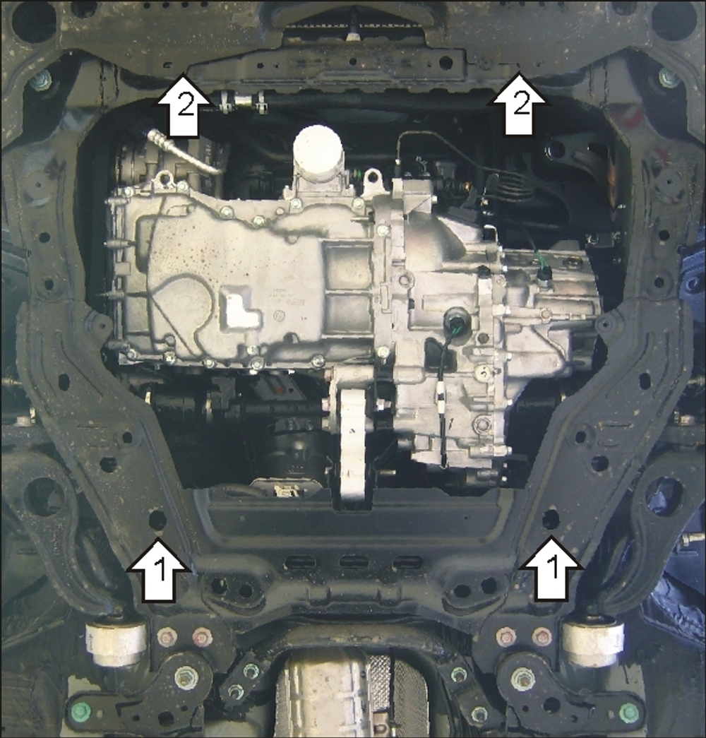 Защита картера Двигателя, КПП. 2 мм, Сталь. для Mazda 6 2007-2012 MOTODOR.01121