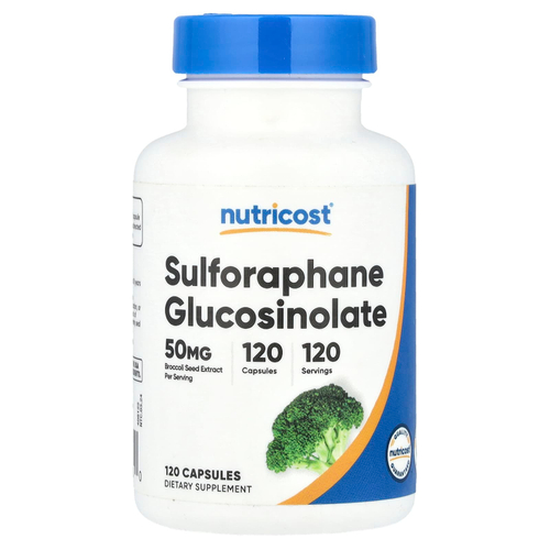 Nutricost, Сульфорафан глюкозинолат, 50 мг, 120 капсул