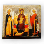 Икона Божией Матери на престоле, с предстоящими Давидом и Соломоном на дереве на левкасе
