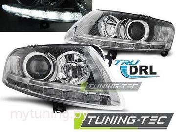 Передние фары Audi A6 C6 xenon daylight chrome