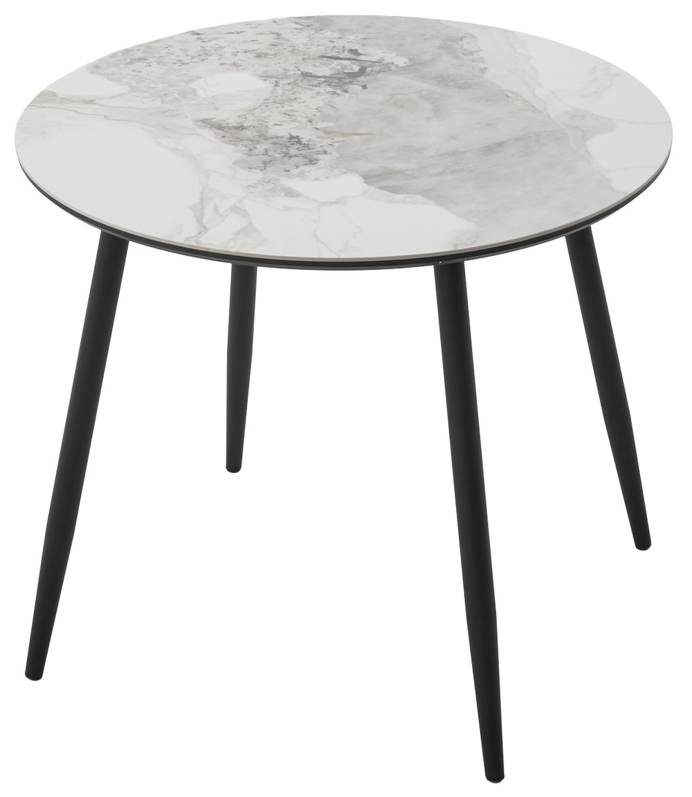 Стол МИЛТОН D89 PANDORA LIGHT  122 BG, керамика / Черный каркас М-City