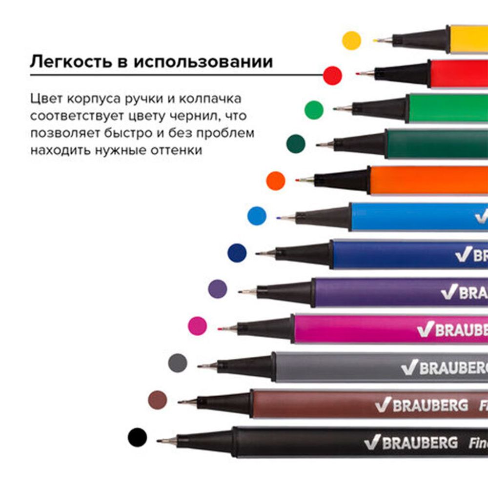 Набор капиллярных ручек (линеров) BRAUBERG Aero 0,4 мм 12 шт (141525) 3