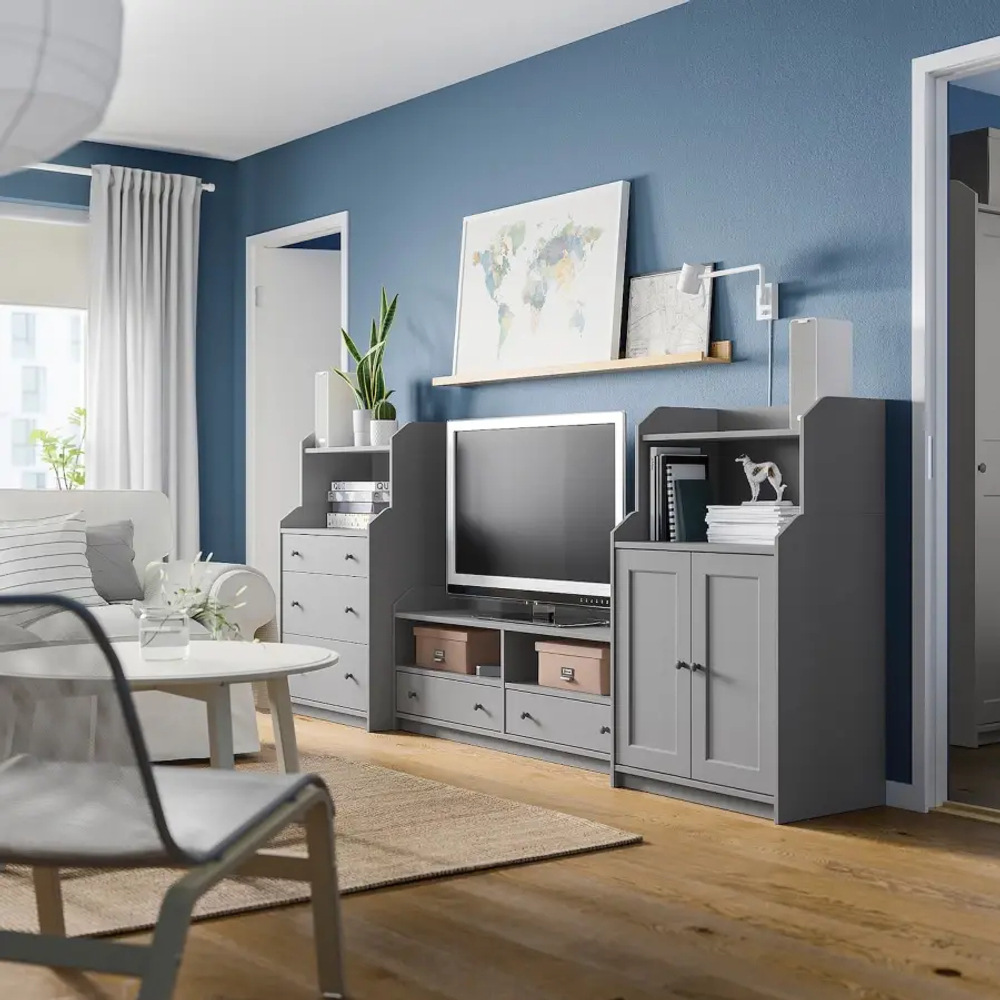 Тумба под телевизор - IKEA HAUGA, 116x46x277см, серый, ХАУГА ИКЕА