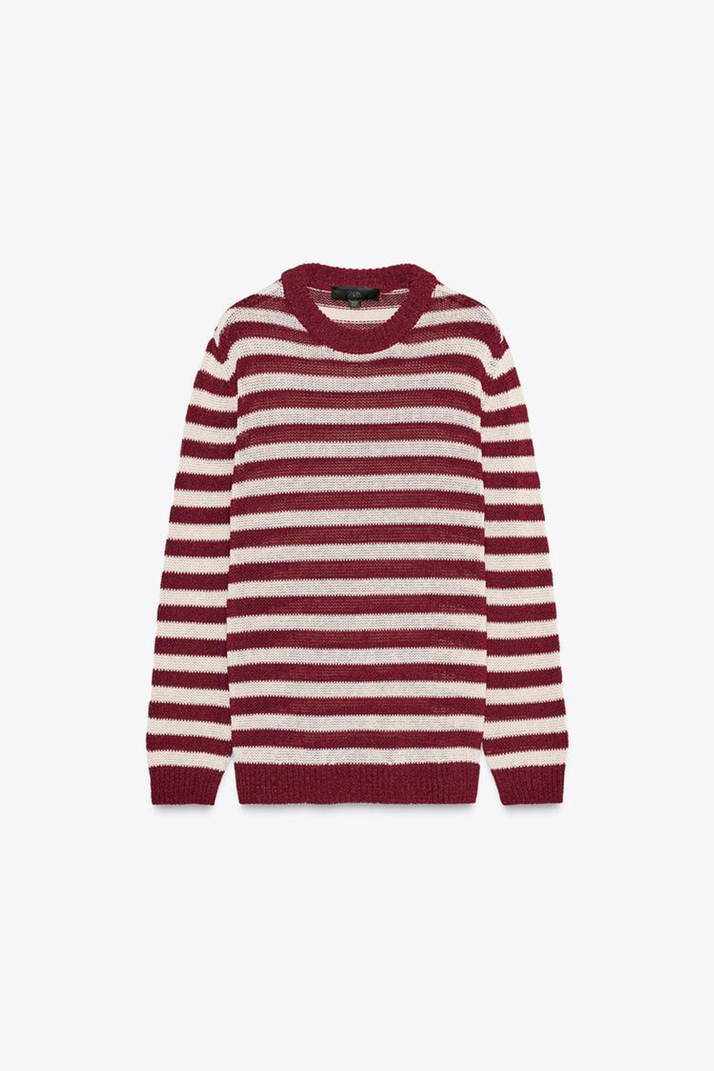 ZARA СВИТЕР В СТИЛЕ РУСТИК, ЭКРЮ/ГРАНАТОВЫЙ