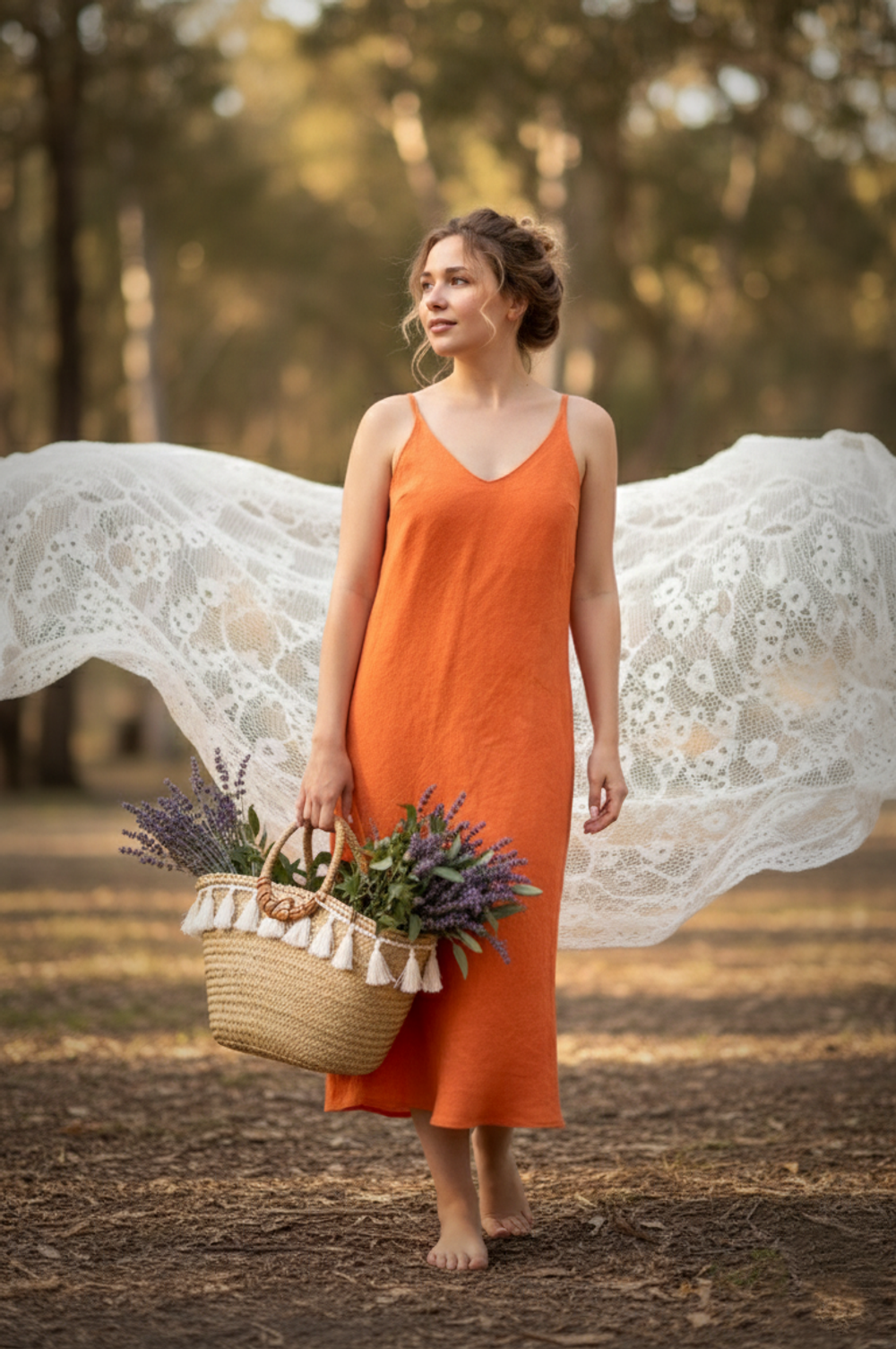 Платье Комбинация оранжевого цвета