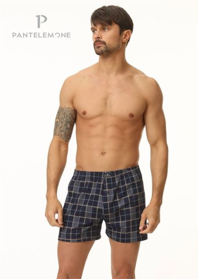 Трусы мужские семейные для больших мужчин Pantelemone PMBB-410, клетка синяя