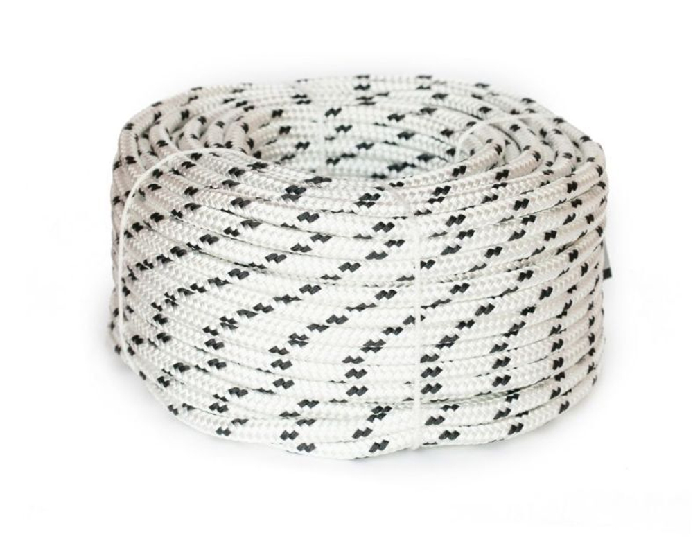 Шнур плетеный Петроканат ШВАРТОВЫЙ 10,0 мм, бел/черн, 1500 кг, 50 м, бухта