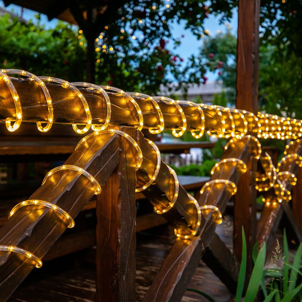 ULD-D50 25M-С08 IP44 WARM WHITE Гирлянда светодиодная Дюралайт. 25м. С контроллером. Теплый белый свет. Провод прозрачный. ТМ Uniel