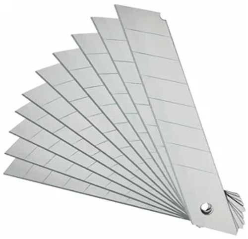 Лезвия сменные для ножа, 7 сегментов, углеродистая сталь 60Г, 18х100мм, толщина 0,5мм 10шт., (уп.)---