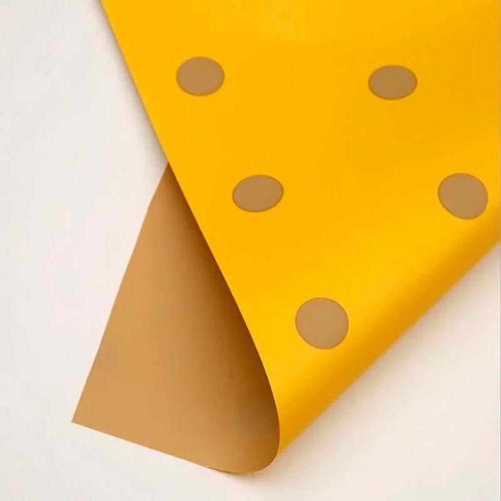 Пленка мат-я В горох 58см*10м ЖЕЛТЫЙ