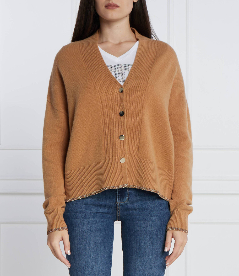 Хлопковый кардиган Liu Jo - коричневый(MF3030 MS009)