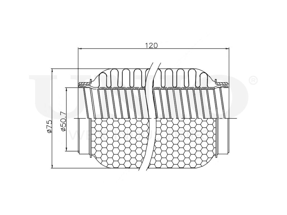 Гофра глушителя 50x120 мм WireFlex UNIO EXP-50120W
