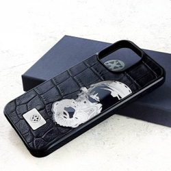 Шикарный чехол iPhone авиация из ювелирного сплава - Euphoria HM Premium Fighter bomber - натуральная кожа, металл