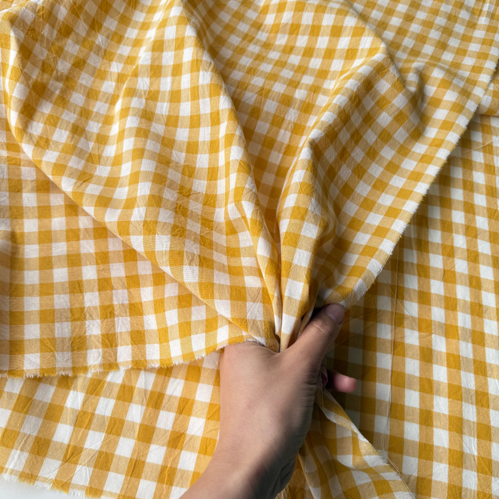 Вареный хлопок 250см. Желтая клетка 1*1см