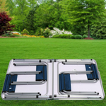 Стол складной металл, прямоугольный, 120х60х68.5 см, столешница МДФ, син, 4 стула