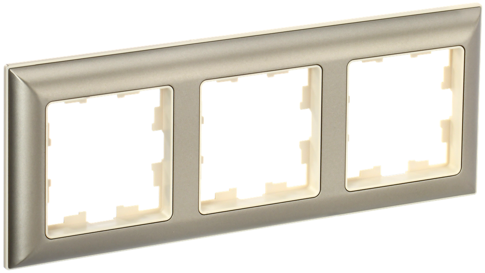 BRITE Рамка 3-местная РУ-3-Бр бежевый/шампань IEK