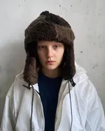 Шапка-ушанка Fuzzz Patchwork Flaps Темно-Коричневая