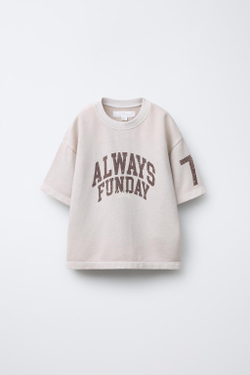 ZARA ФУТБОЛКА С НАДПИСЬЮ, ЭКРЮ