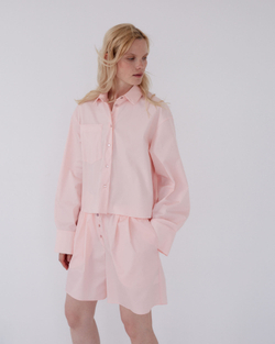 Рубашка укороченная из смесового хлопка розовый
