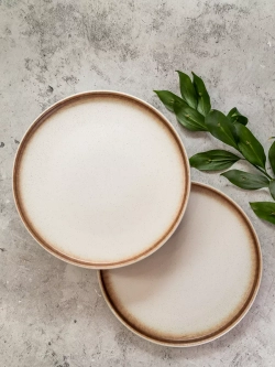 Тарелка сервировочная с бортиком, 20 см, Белый песок