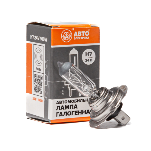 H7 24-100 PX26d Автолампа галогенная H7, 24 В, 100 Вт, PX26D АвтоЭлектрика