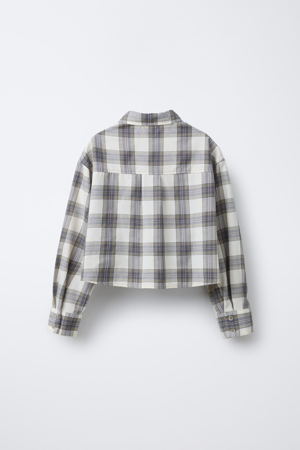 ZARA РУБАШКА В КЛЕТКУ С УЗЛОМ, ХАКИ